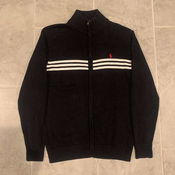 Vintage Y2k Polo Ralph Lauren Striped Zip Up Sweatshirt - Picture 1 of 4